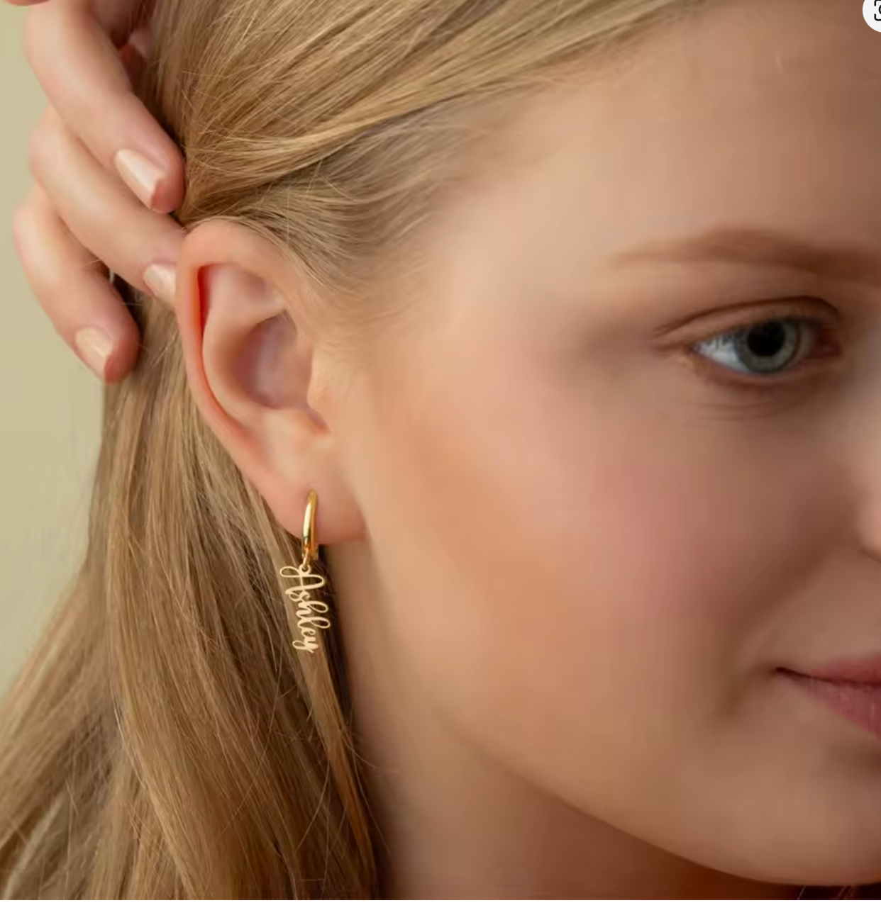Custom Name Earrings for Women – Personalized Gold Plated Studs or Drop Earrings – Engraved Jewelry Gift for Her, Girls, Bridesmaids & Birthdays